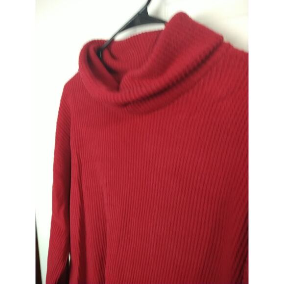 Old Navy Woman L Sweater Turtleneck Red Waffle Knit Pullover Casual Cabin Core - Picture 5 of 8